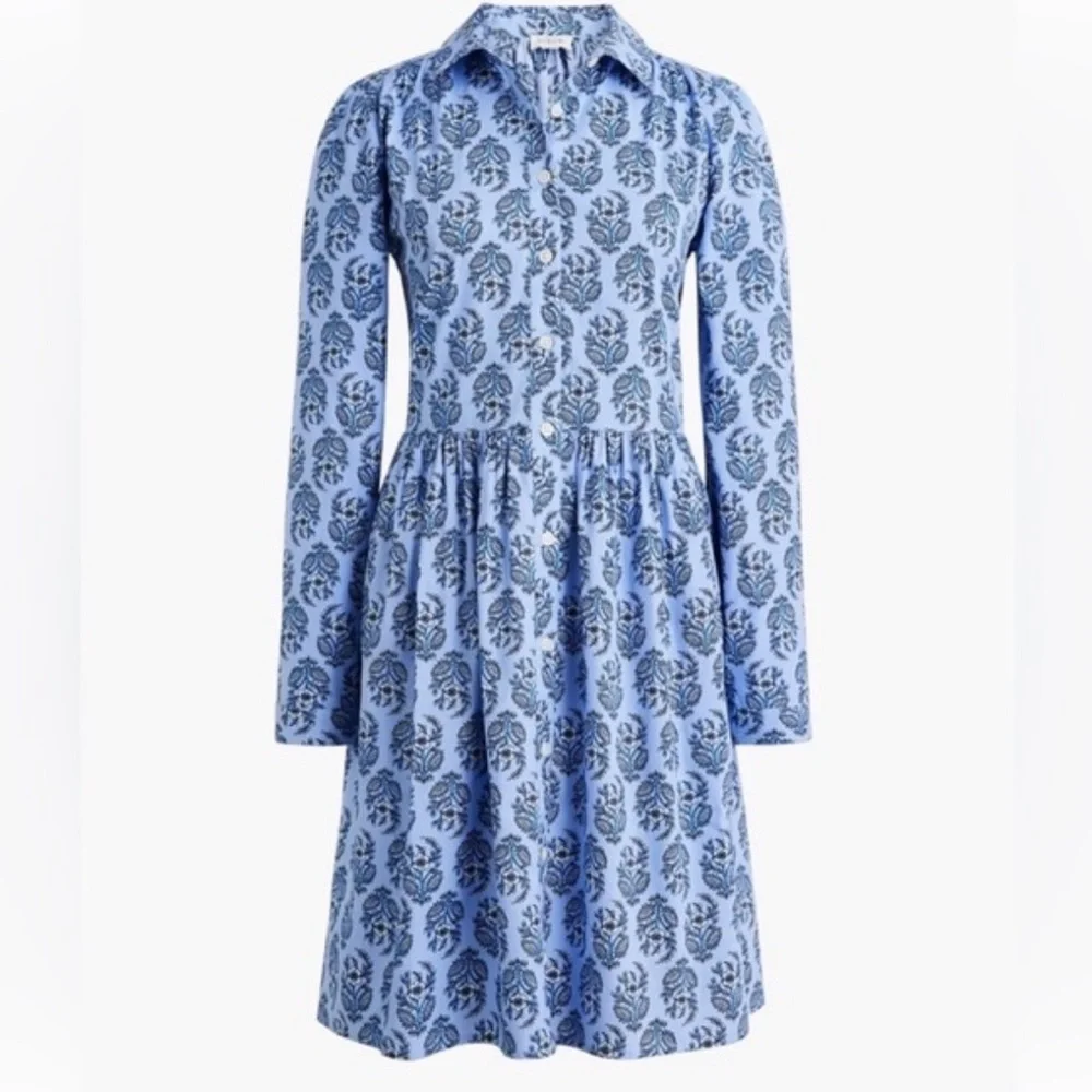 J.Crew Factory Blue Floral Button Front Shirt Dress | Size 0